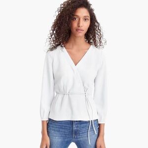 J. Crew White V-Neck Faux Wrap
Peplum Blouse, Size 2
